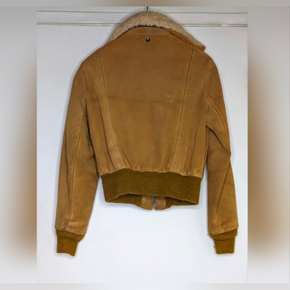 Schott NYC • B-3 Sheepskin Leather Bomber Flight Jacket Women's Size 12 - Picture 2 of 3